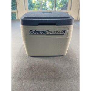 Vintage Coleman Personal 8 Cooler Blue Beige 5272 Retro Ice Chest USA Outdoor